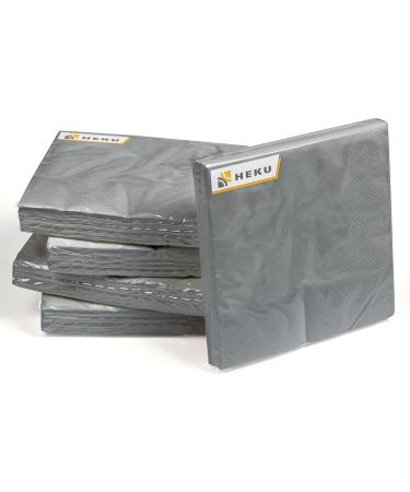HEKU 100 Monochrome Napkins - 3-Layer 33x33cm | Stylish Gray 5-Pack for Events & Gastronomy | Highly Absorbent & Uniform Quality - Buy Online on GoSupps.com