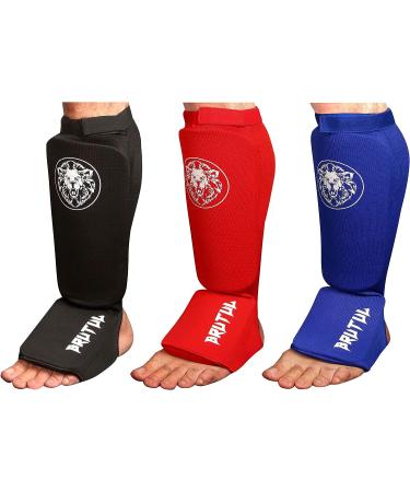 Brutul Cloth Shin & Instep Guards | Training Sparring Shin Pads | MMA, Muay Thai, Karate | Washable | Black - Large/X-Large - Buy Online on GoSupps.com