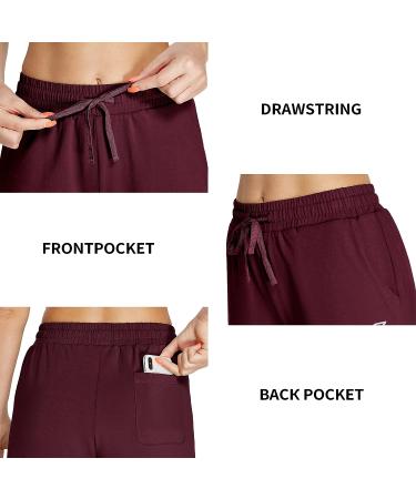 EZRUN Womens Bermuda Shorts - Burgundy Large | Summer Sweat Shorts with Deep Pockets | Cotton Gym Workout Shorts - Buy Online on GoSupps.com