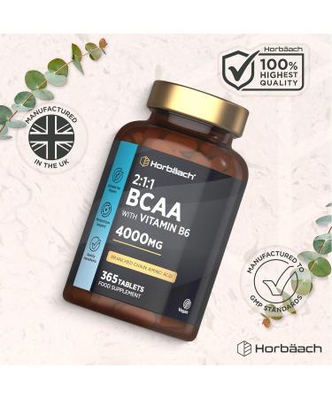 Vegan BCAA Tablet Supplement | 4000mg BCAAs | 365 Tablets | Vitamin B6 | Horbaach - Buy Online on GoSupps.com