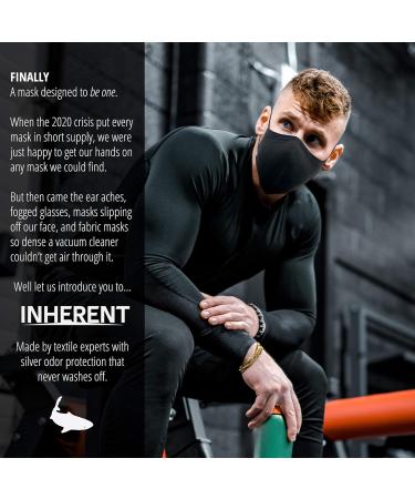 INHERENT Premium Traveler's Face Mask | Anti-Odor SILVERbac | Reusable & Adjustable | Comfortable Black Medium | International Shipping Available - Buy Online on GoSupps.com