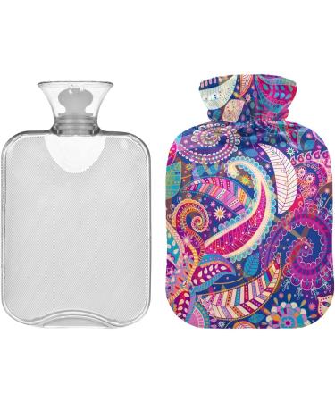 Colorful Paisley Flower Hot Water Bottle with Cover - 2L for Back Pain Relief & Cold Therapy | Naanle International Shipping - Buy Online on GoSupps.com