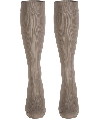 Truform Women's Compression Socks 15-20 mmHg Knee High Dress Socks - Tan Rib Knit, Small (2 Pack) - Buy Online on GoSupps.com