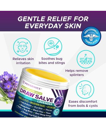 Pergenics Drawing Salve Ointment with Natural Lavender Herbal Extract for ingrown Hair Boil & Cyst Splinter Remover Bug and Spider Bites bee Sting Mosquito bite Itch Poison Ivy 1 oz (1 Pack) 1 Fl Oz (Pack of 1) - Buy Online on GoSupps.com