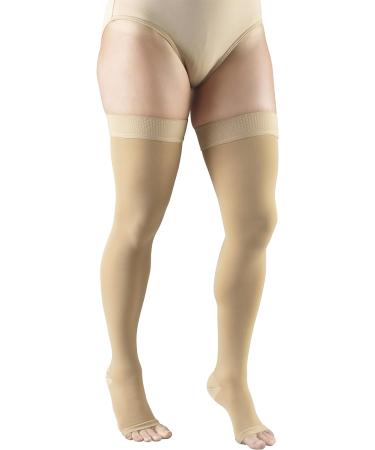 Truform 20-30 mmHg Thigh High Compression Stockings for Men & Women - Open Toe Beige Small (Pack of 2) International Shipping Available - Buy Online on GoSupps.com