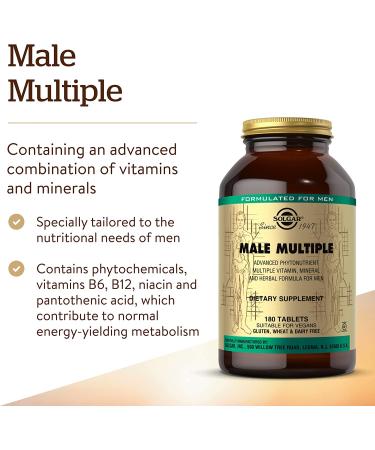 Solgar Male Multiple - 180 Tablets | Premium Men's Multivitamin Supplement - Buy Online on GoSupps.com