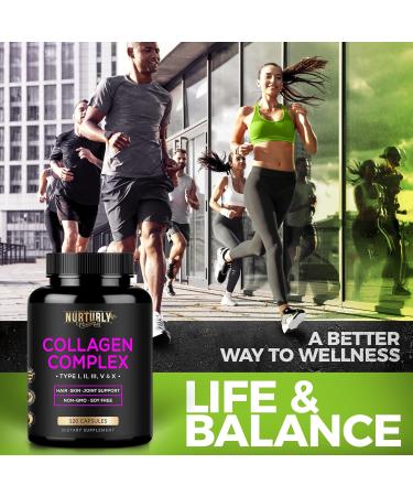 NURTURLY Magnesium Citrate & Oxide 500mg Complex Supplement and Multi Collagen Peptides Powder Capsules - High Absorption Maximum Strength - Hydrolyzed Collagen Peptides - Buy Online on GoSupps.com