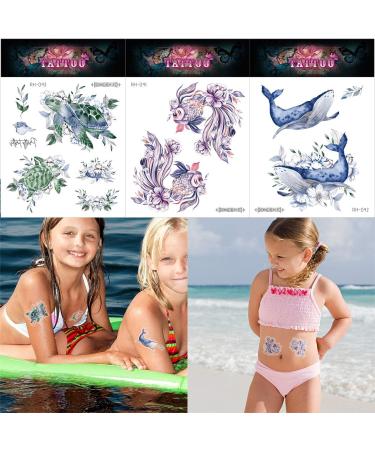 120pcs Ocean Animals Temporary Tattoos for Kids - Waterproof Sea Creatures Shark, Dolphin, Fish - Baby Shower Birthday Party Favor - Buy Online on GoSupps.com