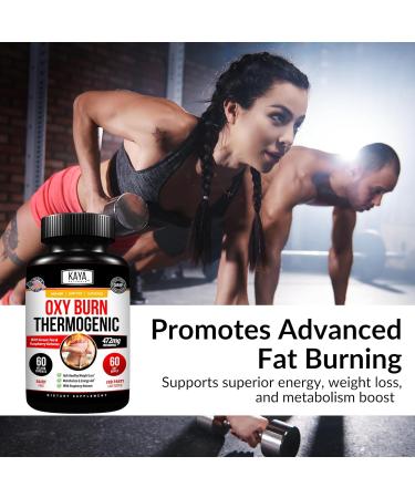 Kaya Naturals Oxy Burn - Powerful Thermogenic Weight Loss Pills for Women & Men - Appetite Suppressant, Metabolism Booster, Natural Energy Boost - 60 Count - Buy Online on GoSupps.com
