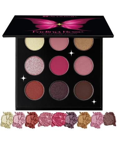 Fading Rose Eyeshadow Palette - Matte Shimmer & Glitter Pink Makeup | Highly Pigmented Pressed Powder - Buy Online on GoSupps.com