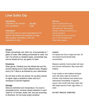 Classic's Lime Sulfur Dip (16 oz Pet Care & Veterinary Treatment for Ringworm Mange and Itchy Skin - Xtra Strength Formula - Safe Solution for Dog Cat Puppy Kitten Horse 473.2 ml (Pack of 1) - Buy Online on GoSupps.com