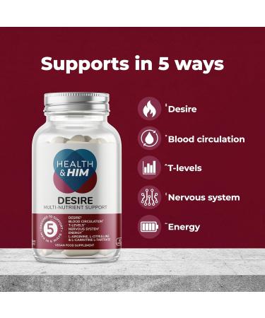 Health and Him Desire Supplements for Men - 60 Capsules - Buy Online on GoSupps.com