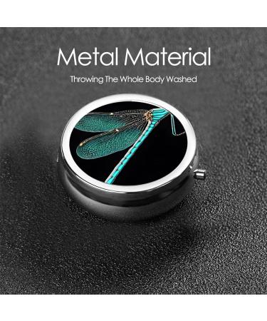 Dragonfly Black Printed Mini Round Pill Box | 3 Compartment Medicine Organizer | Portable Travel Pill Case for Home & Office - Buy Online on GoSupps.com