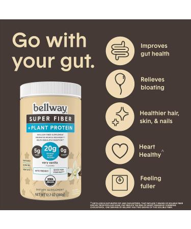 Organic Bellway Fiber Super Powder with 20g Plant Protein - Very Vanilla 12.7oz - Buy Online on GoSupps.com