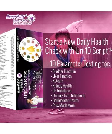 Nurse Hatty 10 Parameter Urine Test Strips - 50ct. Kit for Leukocytes, Nitrites, Protein, pH, Ketone, Bilirubin, Calcium & More! Includes Test Tube, Moisture Clip, Waterproof Chart - 5ct. X 10 Packs - Buy Online on GoSupps.com