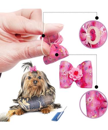50Pcs Spring Floral Dog Hair Bows for Female Pets | Elastic Hair Bowknot Grooming Accessories - JpGdn - Buy Online on GoSupps.com