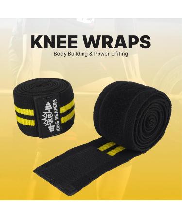 Knee Wraps for Weightlifting - Premium Knee Support (Black/Yellow) | International Shipping Available - Buy Online on GoSupps.com