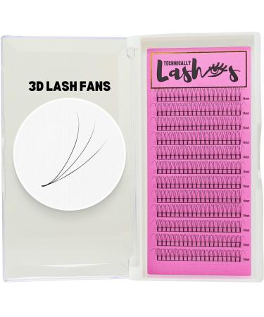 TECHNICALLYLASHES 3D Premade Lash Fans (0.10mm volume) D Curl Professional Lashes (13mm)