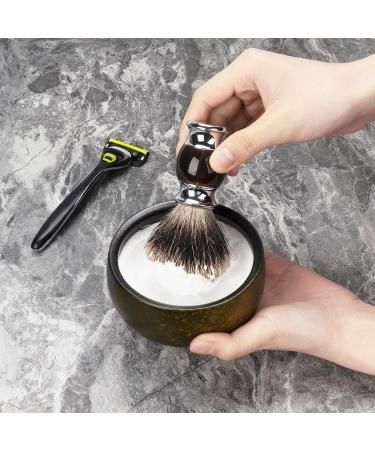 Linkidea Ceramic Texture Razor Set - Premium Beard Wet Razor Shaving Cream & Soap for Men | Black Shaving Bowl & Foam Mug - Buy Online on GoSupps.com
