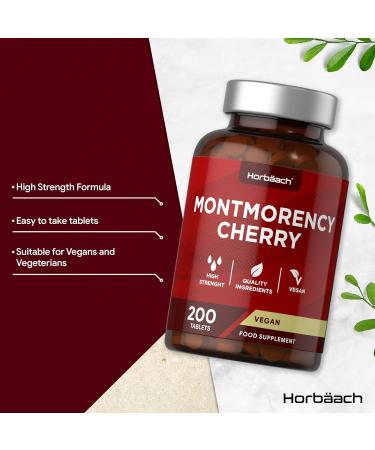 Montmorency Cherry Tablets 3600mg | 200 Count | Tart Cherry Extract | Vegan Concentrate | by Horbaach - Buy Online on GoSupps.com