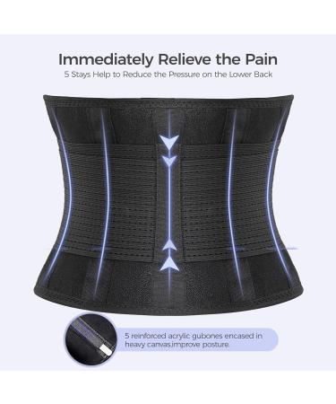 Back Brace for Lower Back Pain Relief - Breathable Lumbar Support Belt for Men & Women | Waist Support with 6 Stays for Fitness & Work - Buy Online on GoSupps.com