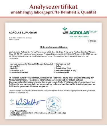 VITACONCEPT Barley Grass Capsules - 1500 mg Vegan Powder 180 Pieces - Laboratory Tested Made in Germany for Optimal Health - Buy Online on GoSupps.com