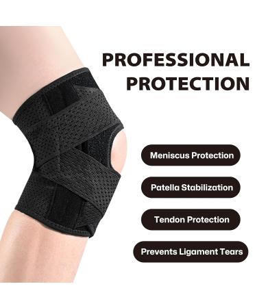 Knee Brace with Side Stabilizers - Adjustable Support for Meniscus Tear ACL MCL & Arthritis - Breathable Knee Wrap for Men & Women - Black Medium - Buy Online on GoSupps.com