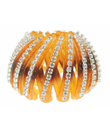 Womens Bridal Wedding Party Christmas Styling Hair Accessories Pins Bun Expandable Holder Pony Tail Chignon Brooch Hairpin Jewelry Updo Chopsticks Stick Vintage Look Diamante Crystal (Tort Large)