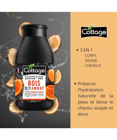  Cottage Cottage Men's 3-in-1 Shower Shampoo Amber Wood 250 ml Made in France - Buy Online on GoSupps.com