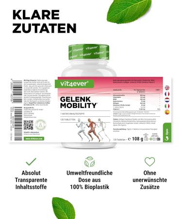 Joint Mobility Tablets - High Dose with Glucosamine Chondroitin MSM Hyaluronic Acid & Collagen - 120 Pieces for Optimal Joint Health - Buy Online on GoSupps.com