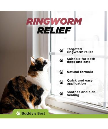 BUDDY'S BEST Ringworm Relief Spot-On Treatment for Dogs & Cats: Natural Fast-Acting Formula with Jojoba & Neem Oil Soothes & Heals Skin Easy Application 50ml - Buy Online on GoSupps.com