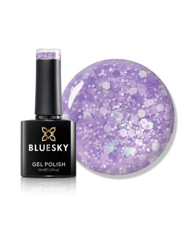 Bluesky Gel Nail Polish 10ml Glitter Neon 13 Purple Glitter Gel Nail Polish for 21 Day Manicure Professional Salon& Home Use Requires Curing Under LED UV Nail Lamp