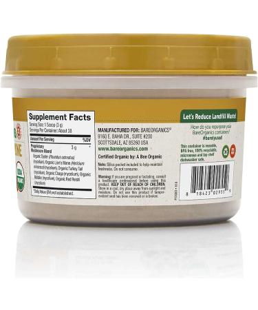 BareOrganics Mushroom Immune Blend Powder - Organic Superfood Supplement (4 oz) - Buy Online on GoSupps.com