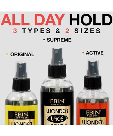 EBIN NEW YORK Wonder Lace Bond Lace Melt Spray - Extreme Firm Hold (Supreme) | Flawless Natural and Seamleass finish No Reside Long Lasting Formula with Protecting Edges Perfect for wigs 3pack 1.13 Fl Oz (Pack of 3) Supreme - Buy Online on GoSupps.com