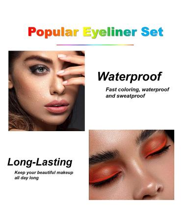 Glitter Eyeliner Pen Set - 12 Colored Waterproof Eye Liners for Women - Long-Lasting Professional Makeup - Colorful Set 02 - Buy Online on GoSupps.com