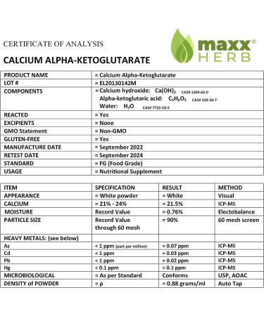 Maxx Herb Calcium AKG Powder - Energy, Vitality & Mental Focus Support - Non-GMO & Gluten Free - 100g Jar (67 Servings) - Buy Online on GoSupps.com