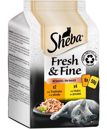 Sheba Fresh & Fine in sauce - high -quality cat wet food - chicken and turkey - for daily variety in the extra small portion bag - 36 x 50g
