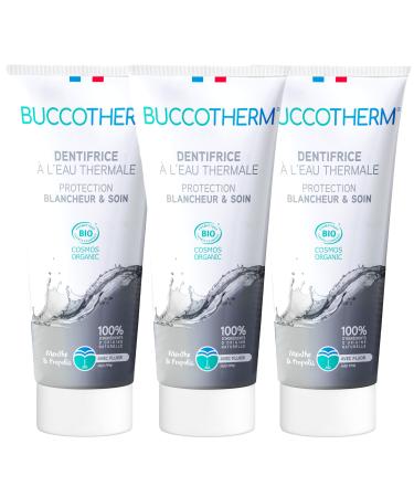 Buccotherm BUCCOTHERM | Toothpaste Whiteness & Care | Certified Organic | Soothes Gums | Protects | Strengthens Enamel | Prevention of Caries | 100% Natural Ingredients | Pack of 3 x 75 ml