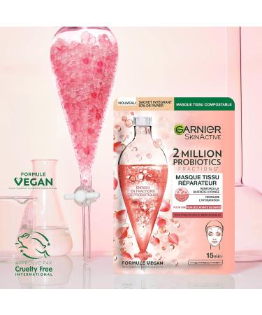 GARNIER Skin Active - 2 Million Probiotics Tissue Face Mask - Repairing Mask - Radiance & Hydration - Enriched with Probiotic Fractions - Vegan & Cruelty Free - All Skin Types - x1 - Buy Online on GoSupps.com