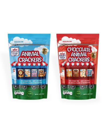 Happy Snacks Animal Crackers - Plant Based Ingredients Animal Crackers Snack Packs Nut & Peanut Free Fortified with Essential Vitamins & Minerals No Artificial Ingredients - Variety Pack 8 Oz Bag (Pack of 6)