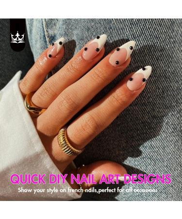 KQueenest 30 Pcs White French Tip Press-On Nails - Short Almond Acrylic & Nude Pink Gel Nails for Women - Classic DIY Manicure - Buy Online on GoSupps.com