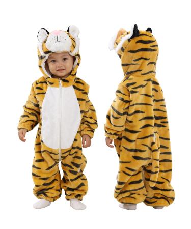 Doladola Unisex Baby Toddlers Romper Jumpsuit Hooded Cartoon Sleepsuits Infant Outfit 18-24 Months Tiger