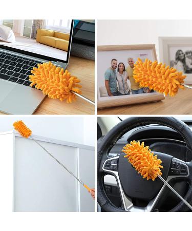 Microfiber Duster Kit - Hand Washable with 2 Replaceable Heads | Extendable Pole | Detachable for Home, Office, Car, Window, Furniture | Bright Orange - Buy Online on GoSupps.com