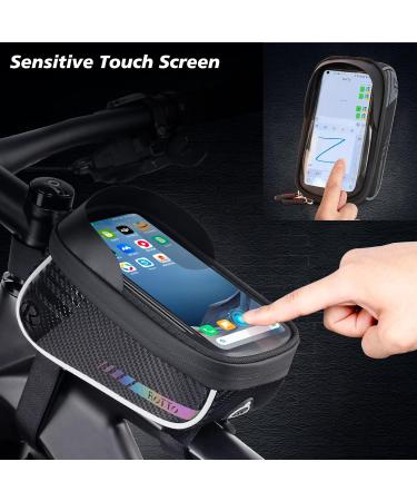 ROTTO Waterproof Bicycle Frame Bag | Top Tube Cell Phone Holder with Rain Cover - Black V1 - Buy Online on GoSupps.com