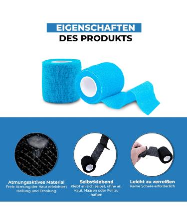 Zusan Vet Wrap 5cm 4.5m Pack of 8 Cohesive Bandages for Pets | Self-Adhesive Tape for Human Wrist and Ankle Sprain Assorted Colors - Buy Online on GoSupps.com