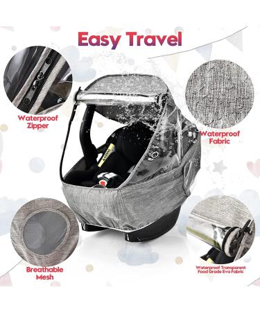 Atoke Baby Car Seat Rain Cover - Universal Infant Car Seat Cover with Zipper Door - Grey - Buy Online on GoSupps.com