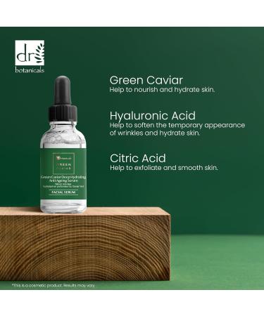 DR BOTANICALS Green Caviar Deep Hydrating Anti-Ageing Serum | Green Caviar Hyaluronic Acid and Citric Acid for Youthful Skin - Nourishes Hydrates Softens Wrinkles and Exfoliates - Buy Online on GoSupps.com