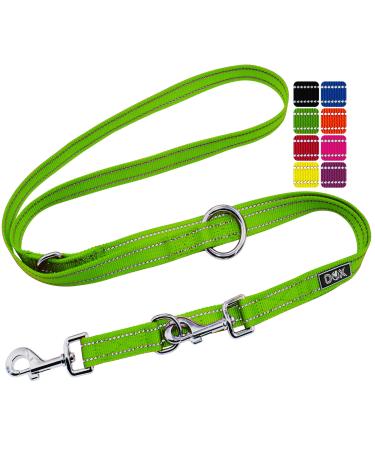 DDOXX Reflective Nylon Dog Leash - 2m 3-way adjustable dog leash for all dog sizes - XS (Green) XS - 1.0 x 200 cm Green