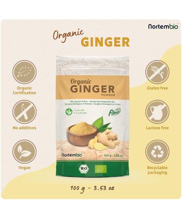 Nortembio 100g Biological Ginger Powder | 100% Natural Vegan Gluten-Free - Perfect for Infusions! - Buy Online on GoSupps.com