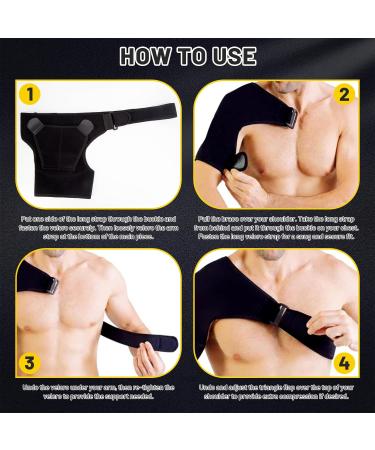 Shoulder Supports Recovery Shoulder Brace for Men and Women Rotator Cuff Support with Adjustable Fit Sleeve Wrap for Shoulder Injuries Tendonitis Dislocation AC Joint Fits Right Left Shoulder Black - Buy Online on GoSupps.com